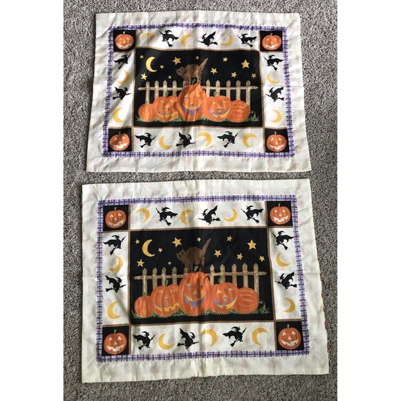 Set Of 2 Kitty Pumpkin Pillow Sham 23.5” X 29.5” - Picture 1 of 4